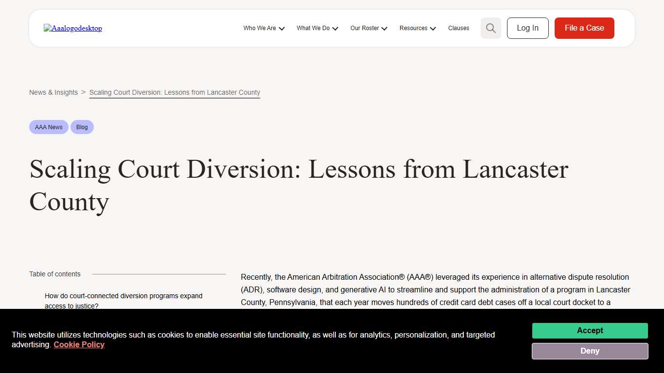 Modern Court ADR: Lessons from Lancaster County