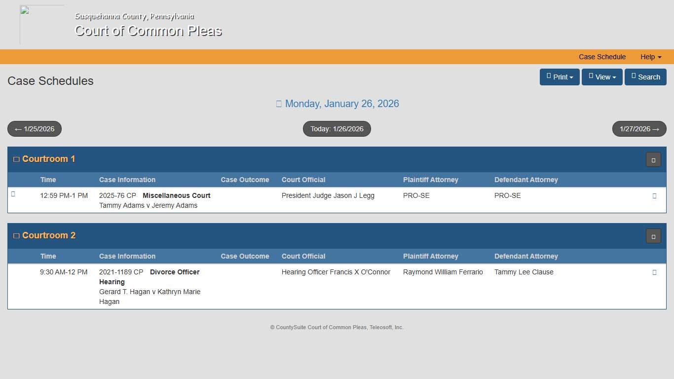 Court Admin - Case Schedules